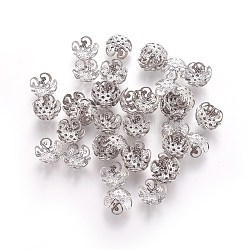 5-Petal 304 Stainless Steel Bead Caps, Stainless Steel Color, 8x4mm, Hole: 1mm(X-STAS-M212-03B)