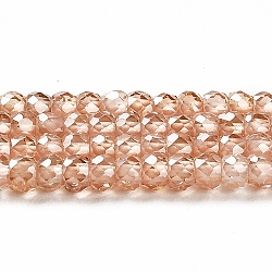 Cubic Zirconia Bead Strands, Faceted Rondelle, PeachPuff, 3x2mm, Hole: 0.6mm, about 164~172pcs/strand, 14.57~14.88 inch(37~37.8cm)(ZIRC-G001-01C)