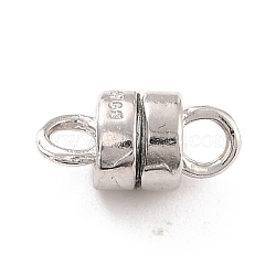 Anti-Tarnish Rhodium Plated 925 Sterling Silver Magnetic Clasps, Column, Platinum, 11x5mm, Hole: 2mm(STER-A001-01P)