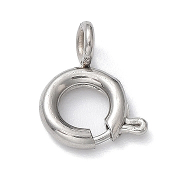 304 Stainless Steel Smooth Surface Spring Ring Clasps, Stainless Steel Color, 6x1.6mm, Hole: 1.5mm