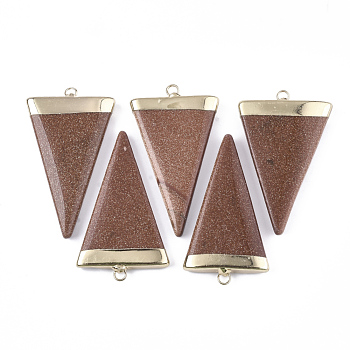 Electroplate Synthetic Goldstone Big Pendants, with Iron Findings, Triangle, Golden, 57~61x32~36x6~8mm, Hole: 3.5mm