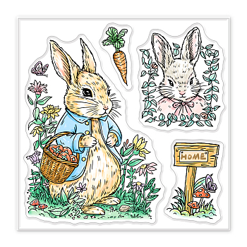 PVC Sakura Stamp, for DIY Scrapbooking, Rabbit, 100x100mm