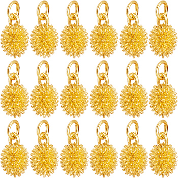 20PCS Rack Plating Alloy Charms, Cadmium Free & Lead Free, Durian, Matte Gold Color, 14x9.5x8.5mm, Hole: 4mm