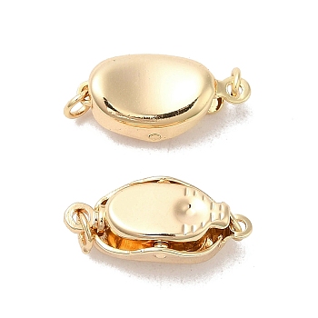 Oval Brass Box Clasps, for Jewelry Making, Real 18K Gold Plated, 8x16x5mm, Hole: 0.5mm