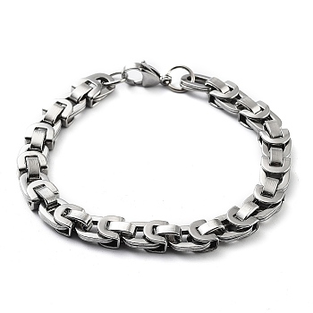 304 Stainless Steel Byzantine Chain Bracelet for Men Women, Stainless Steel Color, 8-3/4 inch(22.3cm)