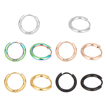 5 Pairs 5 Colors 304 Stainless Steel Huggie Hoop Earrings for Women, Mixed Color, 12 Gauge, 14x2mm, Pin: 0.8mm(±0.1mm), 1 Pair/color