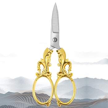 Stainless Steel Scissors, Embroidery Scissors, Sewing Scissors, with Zinc Alloy Handle, Golden, 135x57mm