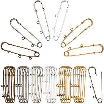 ARRICRAFT 36pcs 6 Colors Iron Safety Pins, Mixed Color, 71x18mm, Hole: 3mm, 6pcs/color, 36pcs/box