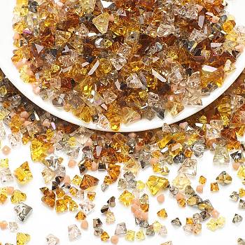 Opaque & Transparent Glass Beads, Faceted Nuggets, Sienna, 2~5x2.5~8x3~5mm, Hole: 1~1.4mm, about 10g/bag