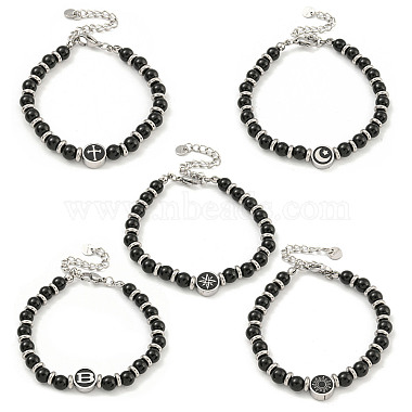 Black Mixed Shapes Glass Bracelets