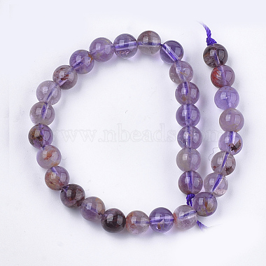 quartz lodolite violet naturel / brins de perles de quartz fantôme violet(G-S333-6mm-030)-2