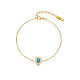 Cubic Zirconia Teardrop Link Bracelet with Golden Stainless Steel Cable Chains(DH6731-1)-1