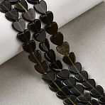 Natural Golden Sheen Obsidian Beads Strands, Heart, 8x8x2.5mm, Hole: 0.6mm, about 50pcs/strand, 14.88''~15.12''(37.8~38.4cm)(G-M403-A46-03)