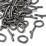 Alloy Toggle Clasps, Cadmium Free & Nickel Free & Lead Free, Gunmetal, Size: Oval: about 16mm wide, 21mm long, 3mm thick, Bar: about 9mm wide, 29mm long, hole: 2mm(PALLOY-G014-B)