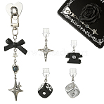 5Pcs PVC Mobile Dustproof Plugs & Iron Cell Phone Holder Stand, with Resin & Alloy Pendants and Alloy Swivel Clasps, Mixed Color, 33~136mm(HJEW-SW00370)