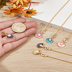 6Pcs Alloy Enamel Charms Ceiling Fan Pull Chain Extenders, Shell Shape, with Iron Ball Chain & Plastic Pearl, Mixed Color, 545mm(HJEW-LP00063)