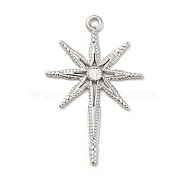 304 Stainless Steel Pendants, Star Charms, Stainless Steel Color, 40x25x2mm, Hole: 2mm(STAS-P312-22P)
