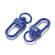 Baking Painted Alloy Swivel Clasps, Swivel Snap Hook, with Iron Findings, Royal Blue, 33.5x13x5mm, Hole: 6x9.5mm(PALLOY-TAC0011-45H)