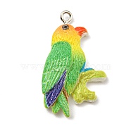 Opaque Resin Pendants, Bird Charms with Platinum Tone Iron Loops, Colorful, 33x19x5mm, Hole: 2mm(CRES-D013-01E)