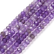 Natural Amethyst Beads Strands, Faceted, Rondelle, 3x2mm, Hole: 0.3mm, about 188pcs/strand, 15.55''(39.5cm)(G-E194-01)