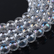 Electroplate Glass Beads Strands, AB Color Plated, Round, Clear AB, 7.5x8.5mm, Hole: 1mm, about 104pcs/strand, 30.3 inch(EGLA-Q062-8mm-A09)