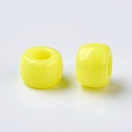 European Resin Large Hole Beads, Barrel, Yellow, 8x5~6mm, Hole: 4mm, about 2020pcs/500g(RESI-WH0002-06H)