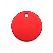Colored Aluminum Pendants, Laser Cut, Double Sided Dog Pet Name Phone Number ID Tag Charm, Flat Round, Red, 20x1mm, Hole: 3mm(ALUM-S018-JA631-10)