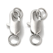 Brass Lobster Claw Clasps, with Jump Rings, Real Platinum Plated, 12x6x2.5mm, Hole: 3mm(X-KK-P249-05B-P)