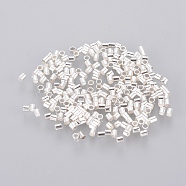 Brass Crimp Beads, Cadmium Free & Lead Free, Tube, Silver, 1.5x1.5mm, Hole: 1mm(E001-S)