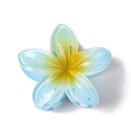 Plastic Claw Hair Clips, with Iron Findings, for Woman Girls, Flower, Light Sky Blue, 74x79x45mm(OHAR-P020-08A)