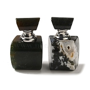 Natural Moss Agate Dropper Perfume Bottles, with Stainless Steel Color Tone 304 Stainless Steel Findings, SPA Aromatherapy Essemtial Oil Empty Bottle, 3.2~3.25x3.5x5.95~6cm(DJEW-H010-02P-04)