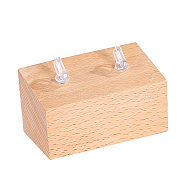 Wood Couple Rings Display Stands, Wooden Finger Ring Holder, Rectangle, Bisque, 4.5x8x4.5cm(PAAG-PW0017-06B)