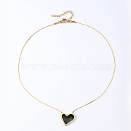 Fashionable and Delicate Heart Stainless Steel Enamel Pendant Necklace for Women, Vintage Style, Real 18K Gold Plated, 15.75 inch(40cm)(XL7643)