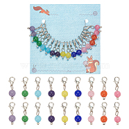 18Pcs 9 Colors Cat Eye Pendant Locking Stitch Markers, Crochet Lobster Clasp Charms, Round, Mixed Color, 27mm, 2pcs/color(HJEW-AB00637)