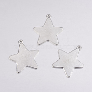 Tibetan Style Alloy Stamping Blank Tag Pendants, Lead Free, Cadmium Free and Nickel Free, Star, Antique Silver, 28mm long, 26mm wide, 1mm thick, hole: 1.5mm(X-EA085Y-NF)