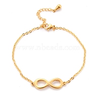 304 Stainless Steel Link Bracelets, with Cable Chains, Infinity, Golden, 7-1/8 inch(18cm)(STAS-B021-09)