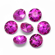 Pointed Back Glass Rhinestone Cabochons, Back Plated, Faceted, Flat Round, Camellia, 8x3.5mm(RGLA-T029-8mm-10)