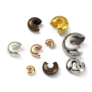 304 Stainless Steel & Brass Crimp Beads Covers, Mixed Color, 4~11x2.5~6mm, Hole: 1.2~5mm, about 250pcs/50g(STAS-XCP0001-54)