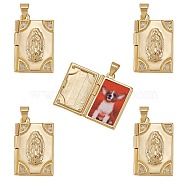 5Pcs Rack Plating Brass Micro Pave Clear Cubic Zirconia Locket Pendants, Cadmium Free & Lead Free, Religion, Rectangle with Virgin Mary, Real 18K Gold Plated, 23x15x4.5mm, Hole: 4x3.5mm, Inner Diameter: 18x11mm(ZIRC-SZ0003-80)