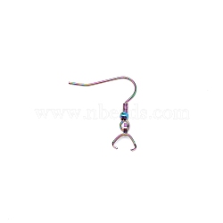 304 Stainless Steel Earring Hooks, with Ice Pick Pinch Bails, Rainbow Color, 28x21x3.4mm, Pin: 0.5mm(STAS-WH0027-06)