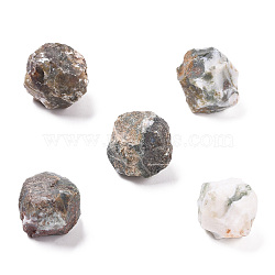 Rough Natural Moss Agate Beads, No Hole/Undrilled, Round, 18~23mm(G-H239-01A)