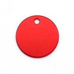 Colored Aluminum Pendants, Laser Cut, Double Sided Dog Pet Name Phone Number ID Tag Charm, Flat Round, Red, 20x1mm, Hole: 3mm(ALUM-S018-JA631-10)