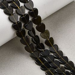 Natural Golden Sheen Obsidian Beads Strands, Heart, 8x8x2.5mm, Hole: 0.6mm, about 50pcs/strand, 14.88''~15.12''(37.8~38.4cm)(G-M403-A46-03)