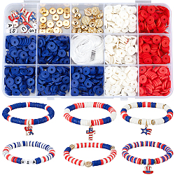 DIY Independence Day Polymer Clay Bracelet Making Kit, Mixed Color, 6~23x0.8~15.5x0.7~3mm, Hole: 1~2mm(DIY-SC0025-01)