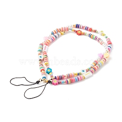 Polymer Clay Beaded Mobile Strap, Telephone Jewelry, for DIY Phone Case Decoration, with Glass Seed Beads and Nylon Thread, Colorful, 26cm(HJEW-JM00499)