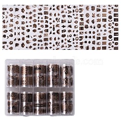 Halloween Themed Nail Art Transfer Stickers, Nail Decals, DIY Nail Tips Decoration for Women, Skull Pattern, Sienna, 40mm, about 1m/roll, 10rolls/box(MRMJ-T063-564)