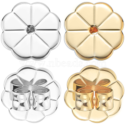 12Pcs 2 Colors Brass Friction Ear Nuts, Flower, Mixed Color, 8x4.5mm, Hole: 1mm, 6pcs/color(KK-BBC0014-79)
