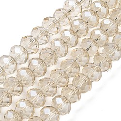 Handmade Imitate Austrian Crystal Faceted Rondelle Glass Beads, Beige, 10x7mm, Hole: 1mm, about 70~72pcs/strand(X-G02YI0P3)