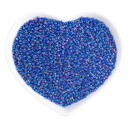 Ornaland 12/0 Round Glass Seed Beads, Grade A, Transparent Colours Rainbow, Royal Blue, 2x1.5mm, Hole: 0.9mm, about 11200pcs/bag(SEED-OL0001-05-03)