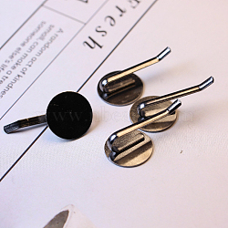 Iron Hair Stick Findings, Flat Round, Gunmetal, Tray: 18mm, 35x18mm(OHAR-PW0001-369B)